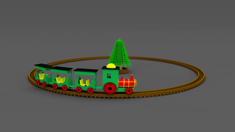 Weihnachtsbaum-Und-Eisenbahntransport-Spielzeug-Sommerreise-Schienenverkehr-3D-Animation-Rendern